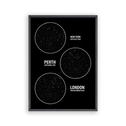 Personalised Star Map Multiple Locations Print