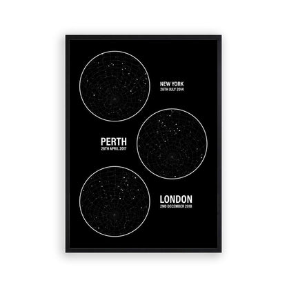 Personalised Star Map Multiple Locations Print
