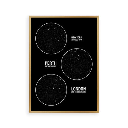 Personalised Star Map Multiple Locations Print