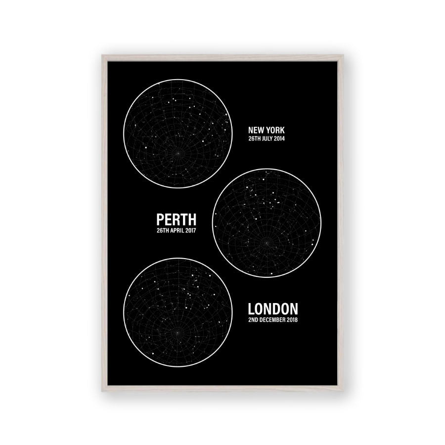 Personalised Star Map Multiple Locations Print