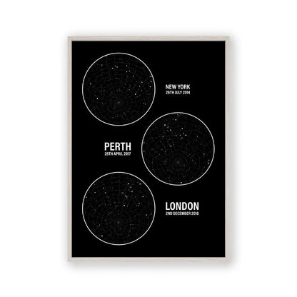 Personalised Star Map Multiple Locations Print