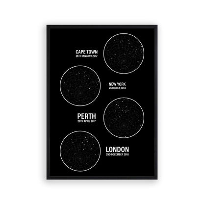 Personalised Star Map Multiple Locations Print