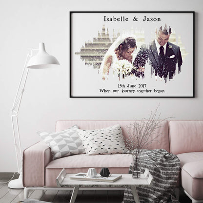 Personalised Photo Sound Wave Wedding Anniversary Print