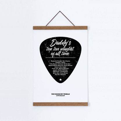 Personalised Top Songs Playlist Guitar Plectrum Print