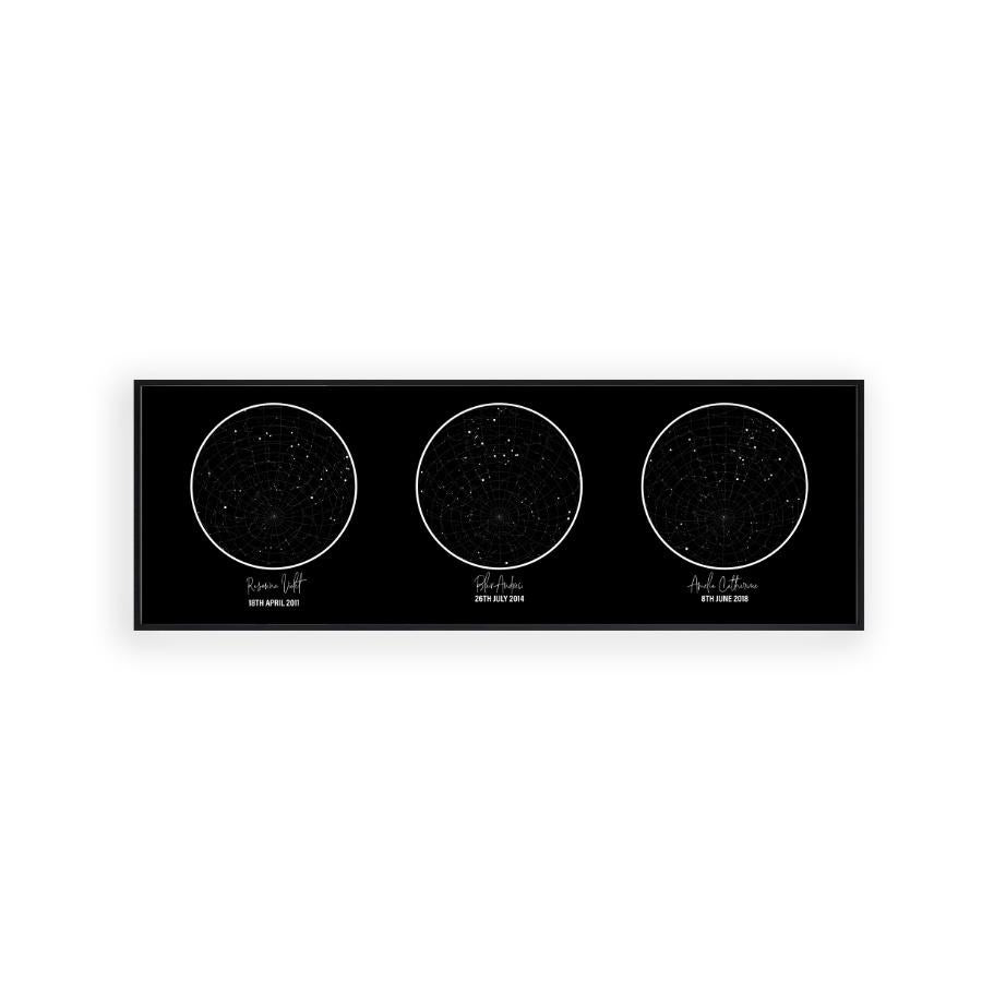 Personalised Trio Of Star Maps Print