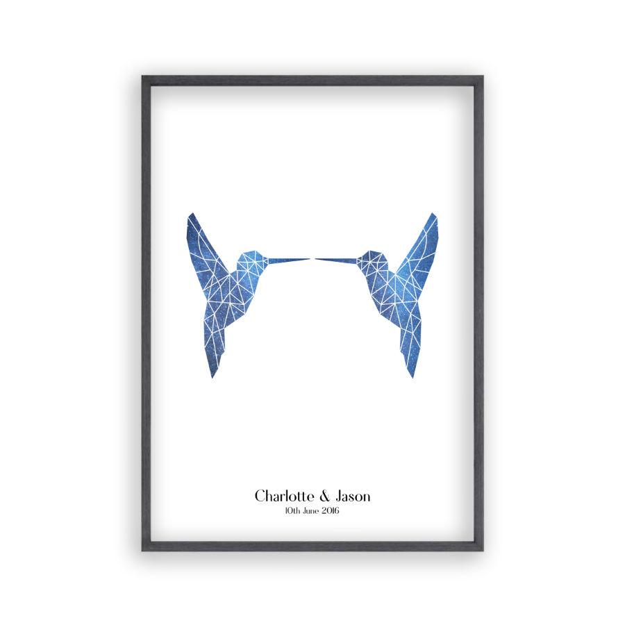 Personalised Two Birds Geometric Couple Stars Print - Blim & Blum