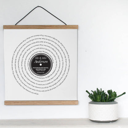 Personalised Wedding Song Lyrics Vinyl Print