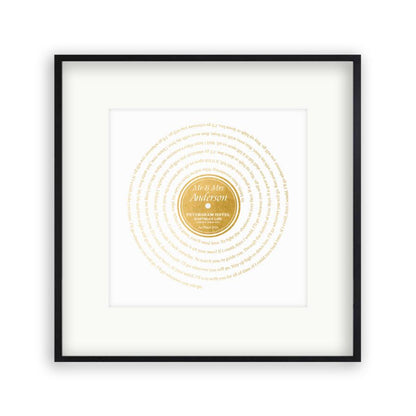 Personalised Vinyl Metallic Foil First Dance Song Record Lyrics Print - Blim & Blum