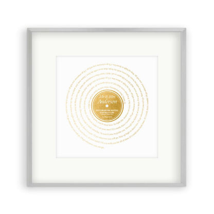 Personalised Vinyl Metallic Foil First Dance Song Record Lyrics Print - Blim & Blum