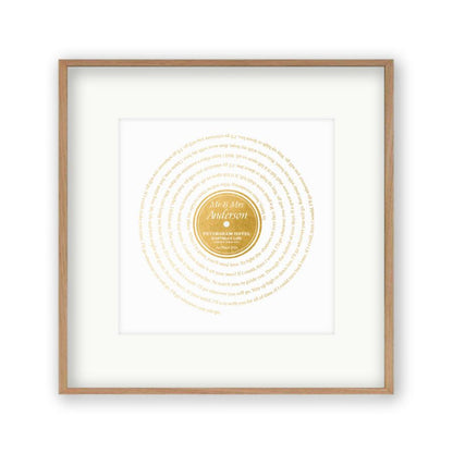 Personalised Vinyl Metallic Foil First Dance Song Record Lyrics Print - Blim & Blum