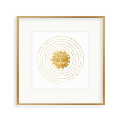 Personalised Vinyl Metallic Foil First Dance Song Record Lyrics Print - Blim & Blum