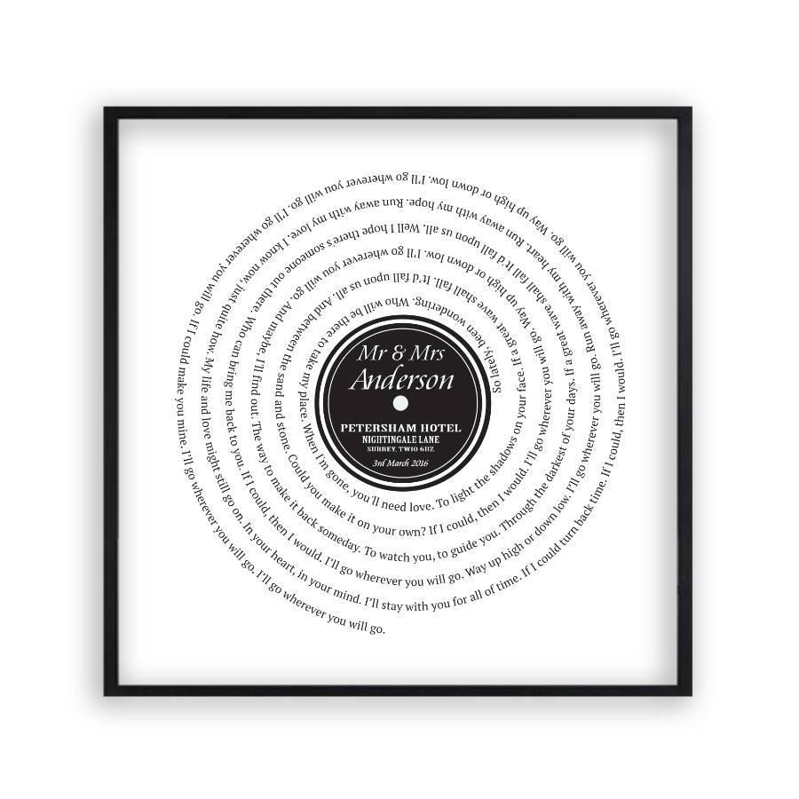 Personalised Vinyl First Dance Song Record Lyrics Print - Blim & Blum