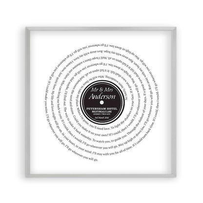 Personalised Vinyl First Dance Song Record Lyrics Print - Blim & Blum