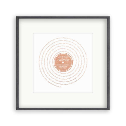 Personalised Vinyl Metallic Foil First Dance Song Record Lyrics Print - Blim & Blum