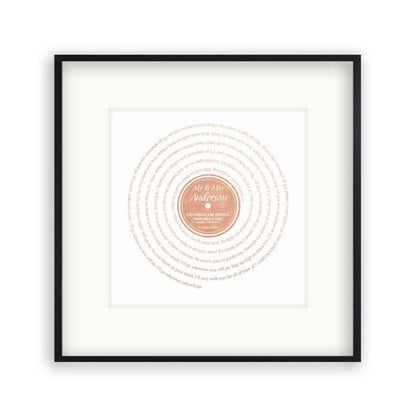 Personalised Vinyl Metallic Foil First Dance Song Record Lyrics Print - Blim & Blum