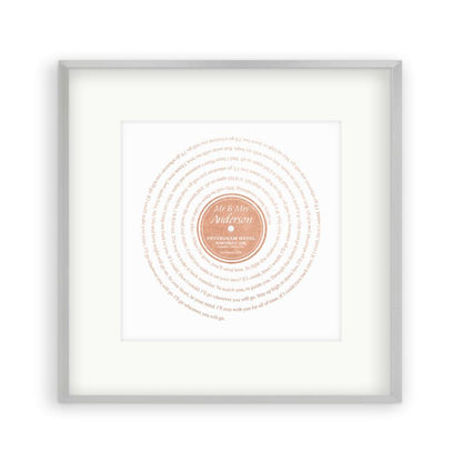Personalised Vinyl Metallic Foil First Dance Song Record Lyrics Print - Blim & Blum