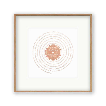 Personalised Vinyl Metallic Foil First Dance Song Record Lyrics Print - Blim & Blum