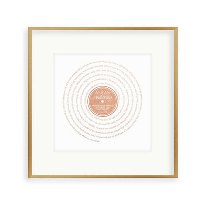 Personalised Vinyl Metallic Foil First Dance Song Record Lyrics Print - Blim & Blum