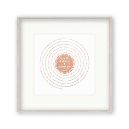 Personalised Vinyl Metallic Foil First Dance Song Record Lyrics Print - Blim & Blum