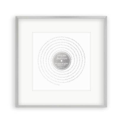 Personalised Vinyl Metallic Foil First Dance Song Record Lyrics Print - Blim & Blum