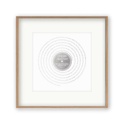 Personalised Vinyl Metallic Foil First Dance Song Record Lyrics Print - Blim & Blum