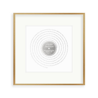 Personalised Vinyl Metallic Foil First Dance Song Record Lyrics Print - Blim & Blum