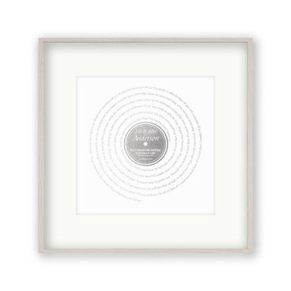 Personalised Vinyl Metallic Foil First Dance Song Record Lyrics Print - Blim & Blum