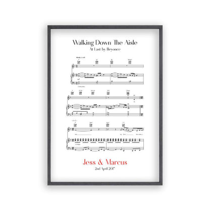 Personalised Walking Down The Aisle Music Sheet Notes Print - Blim & Blum