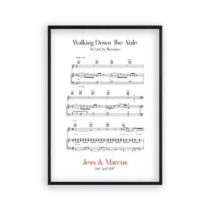 Personalised Walking Down The Aisle Music Sheet Notes Print - Blim & Blum