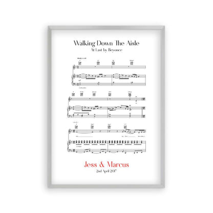 Personalised Walking Down The Aisle Music Sheet Notes Print - Blim & Blum