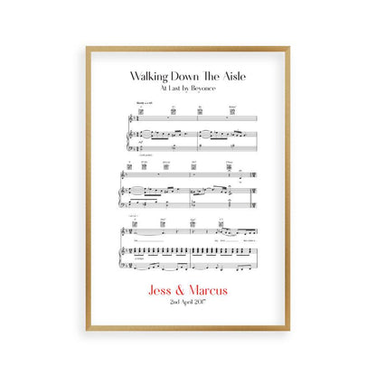 Personalised Walking Down The Aisle Music Sheet Notes Print - Blim & Blum