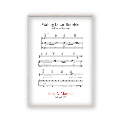 Personalised Walking Down The Aisle Music Sheet Notes Print - Blim & Blum