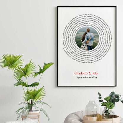 Personalised Wedding Or Couple Photo Song Lyrics First Dance Print