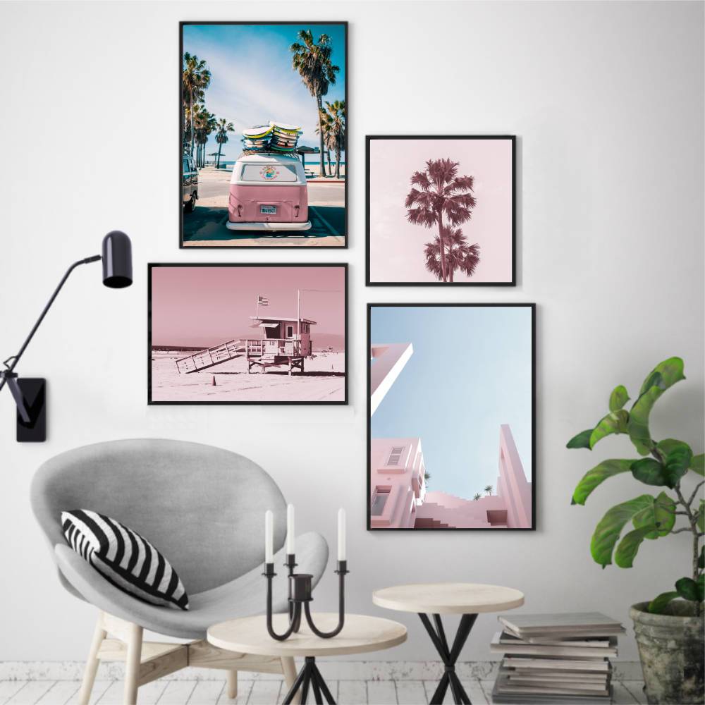 Camper Van Beach Pink Print - Blim & Blum