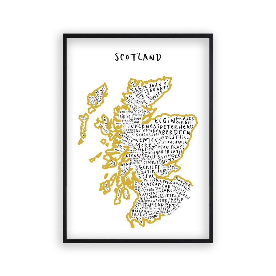 Scotland Typography Map Print - Blim & Blum