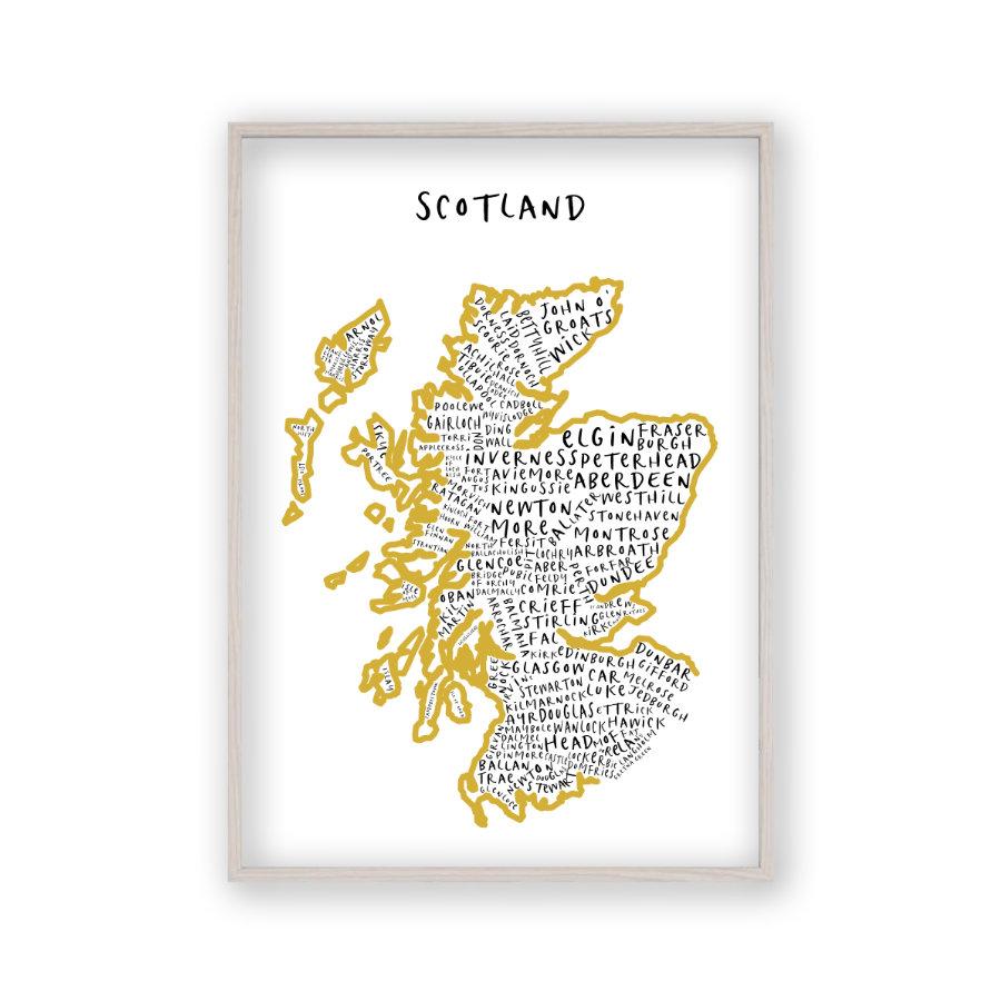 Scotland Typography Map Print - Blim & Blum