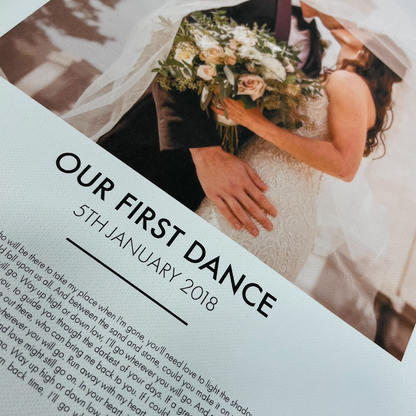 Personalised Song Lyrics And Photo Printed On Cotton