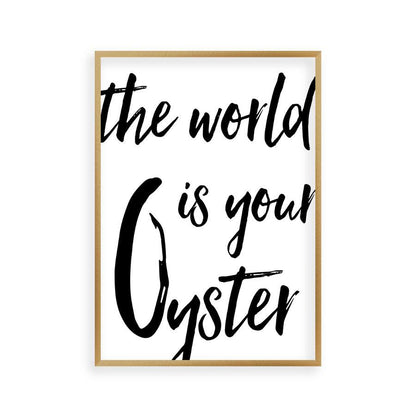 The World Is Your Oyster Print in a brushed copper frame