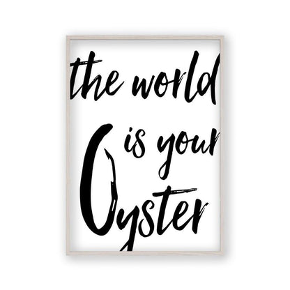 The World Is Your Oyster Print in a white oak frame