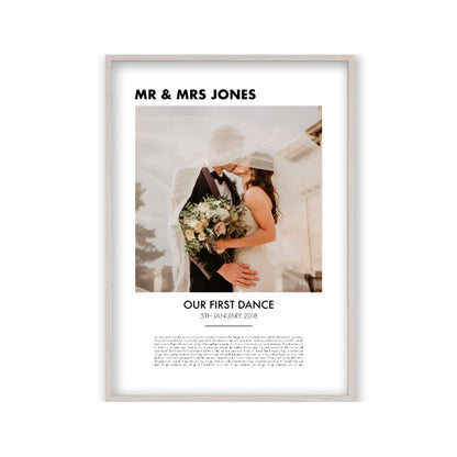 Personalised Song Lyrics And Photo Printed On Cotton