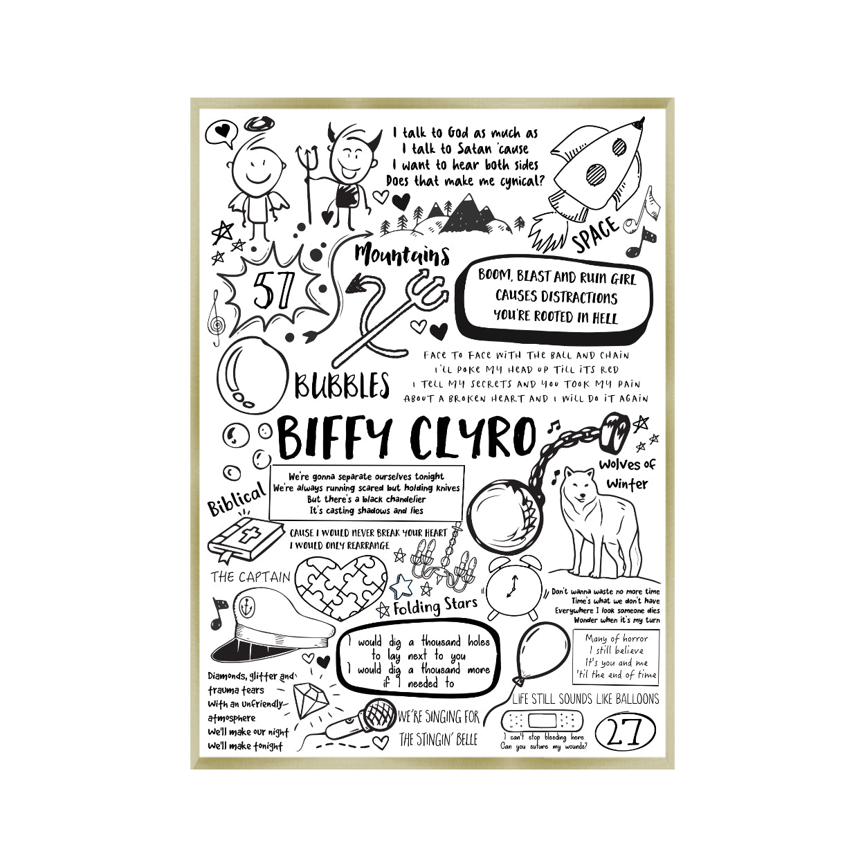 Biffy Clyro Song Lyric Album Print