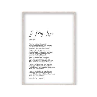 Personalised Song Lyrics Print