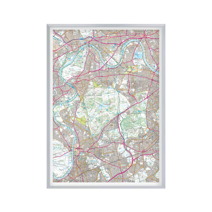 Custom OS Map Print in a matt silver frame